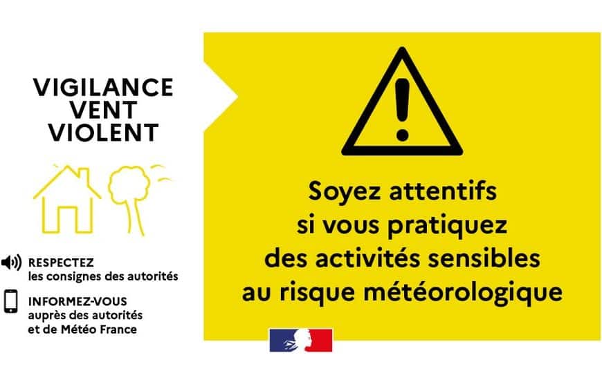 Vigilance jaune pour vent violent : soyez prudents !