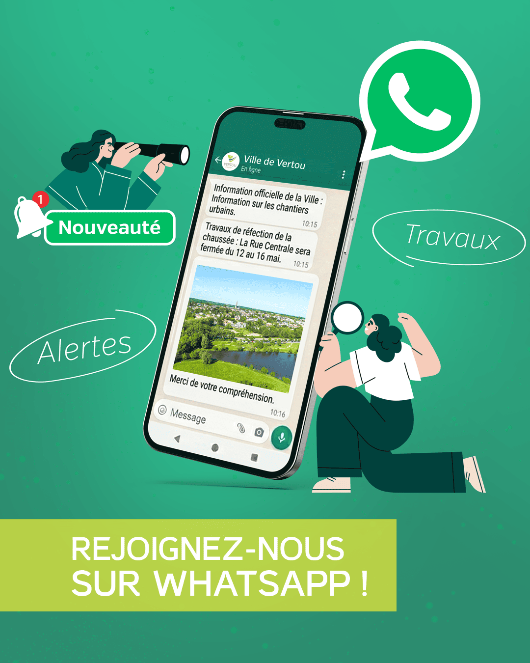 La Ville de Vertou lance sa chaîne Whatsapp